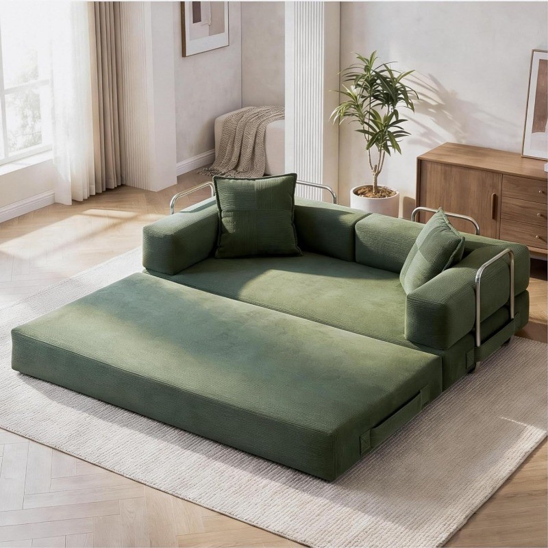 Convertible 78 Inch Folding Futon Sleeper Sofa Bed with Fixed-Shape Frame