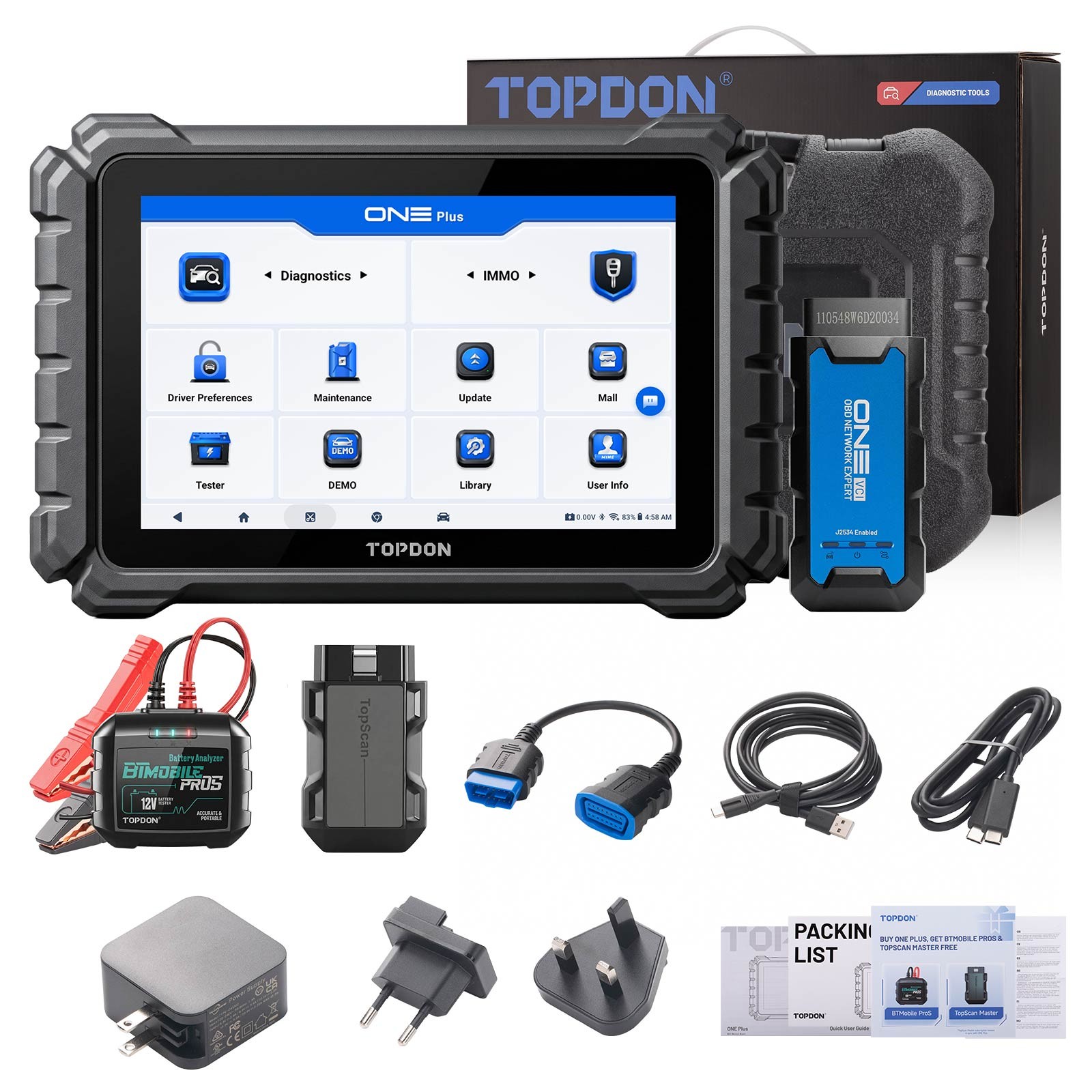 Topdon ONE Plus Bi-directiinal Diagnostic Scanner Coding J2534 Pass-Thru Program
