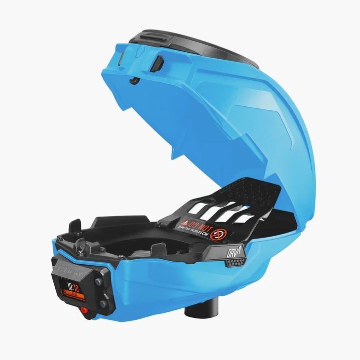 CRBN DRV Electronic Paintball 200rd Loader Hopper w/ Display Cyan