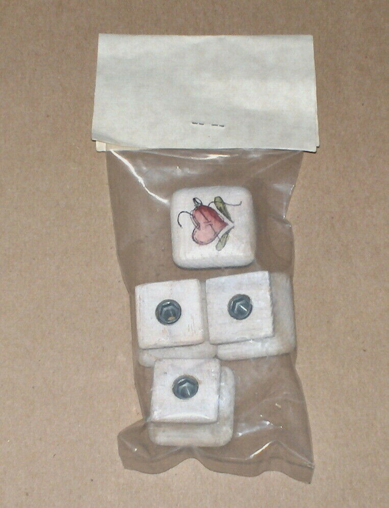 "Pink Stitched Hearts w/ Leaves" Decorative Scroll Frame Knobs (4) NIP