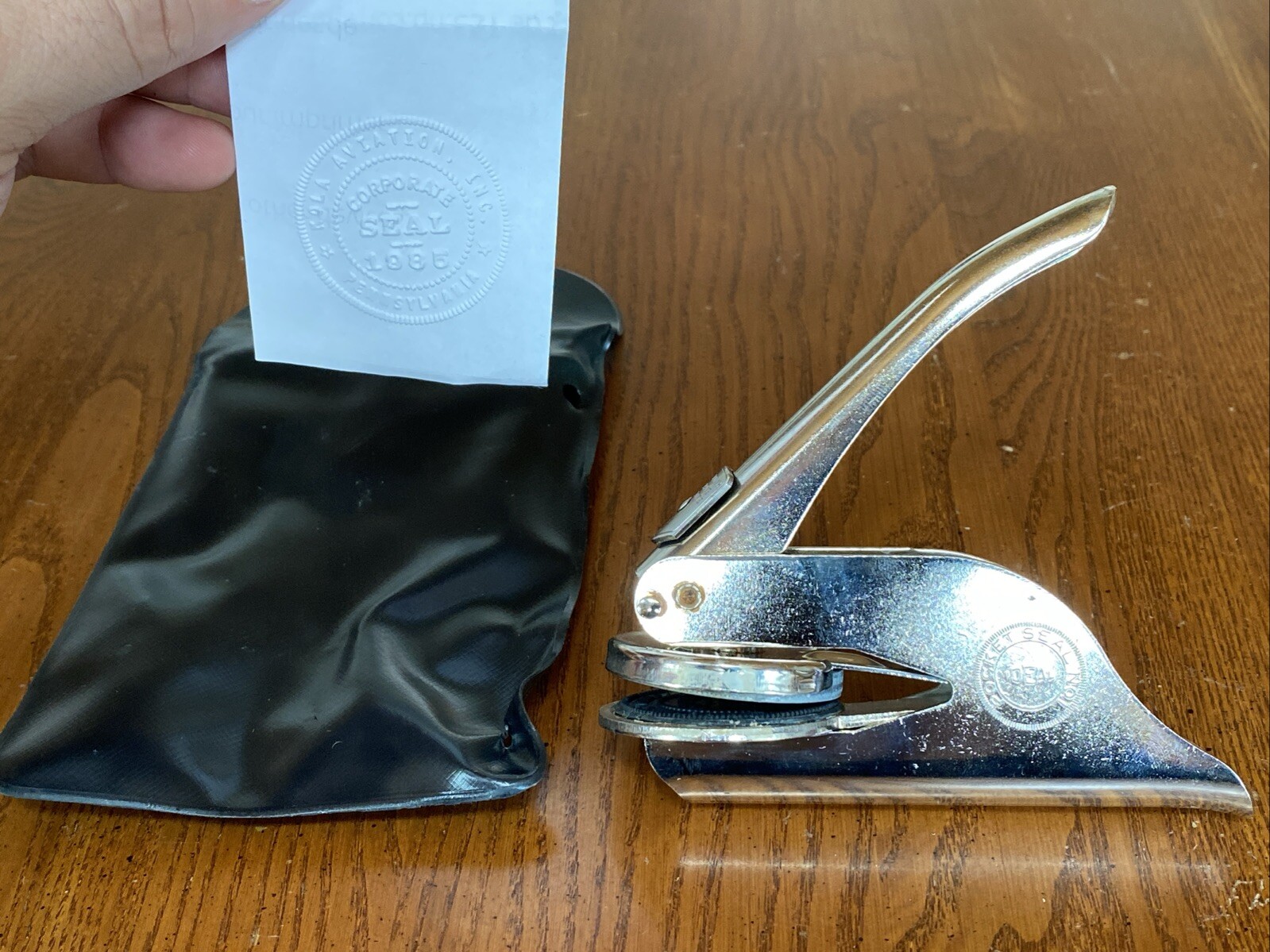 IDEAL Pocket Seal 1 Corporate Notary Embosser Stamp 1985 KOLA AVIATION INC PA