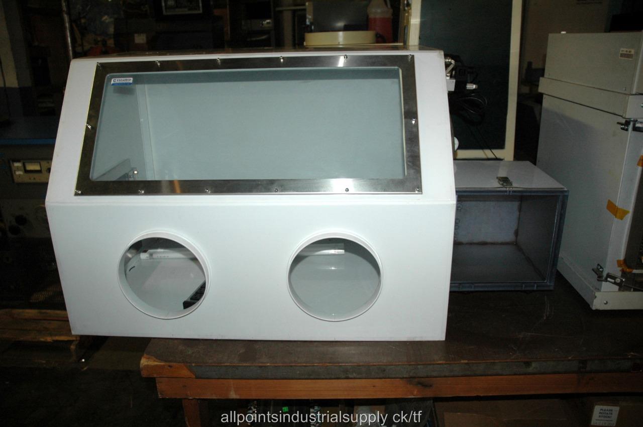 Cleatech Glove Box 35x24x25 w/ Vacuum Gas Fittings & Transfer Chamber
