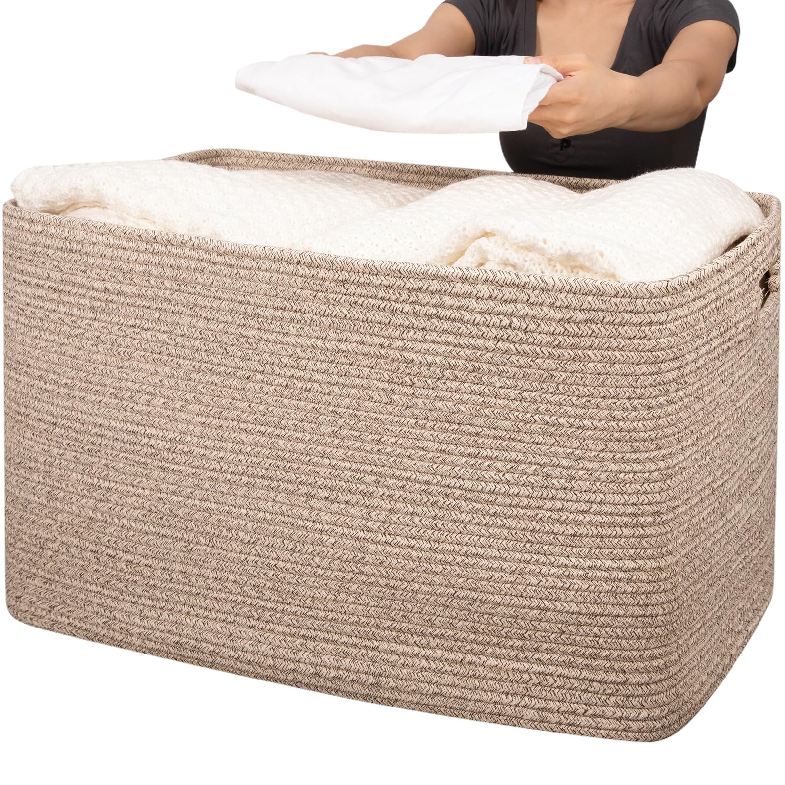 118L XXXLarge Cotton Rope Storage Basket, Oversized Blanket Basket, Used for ...