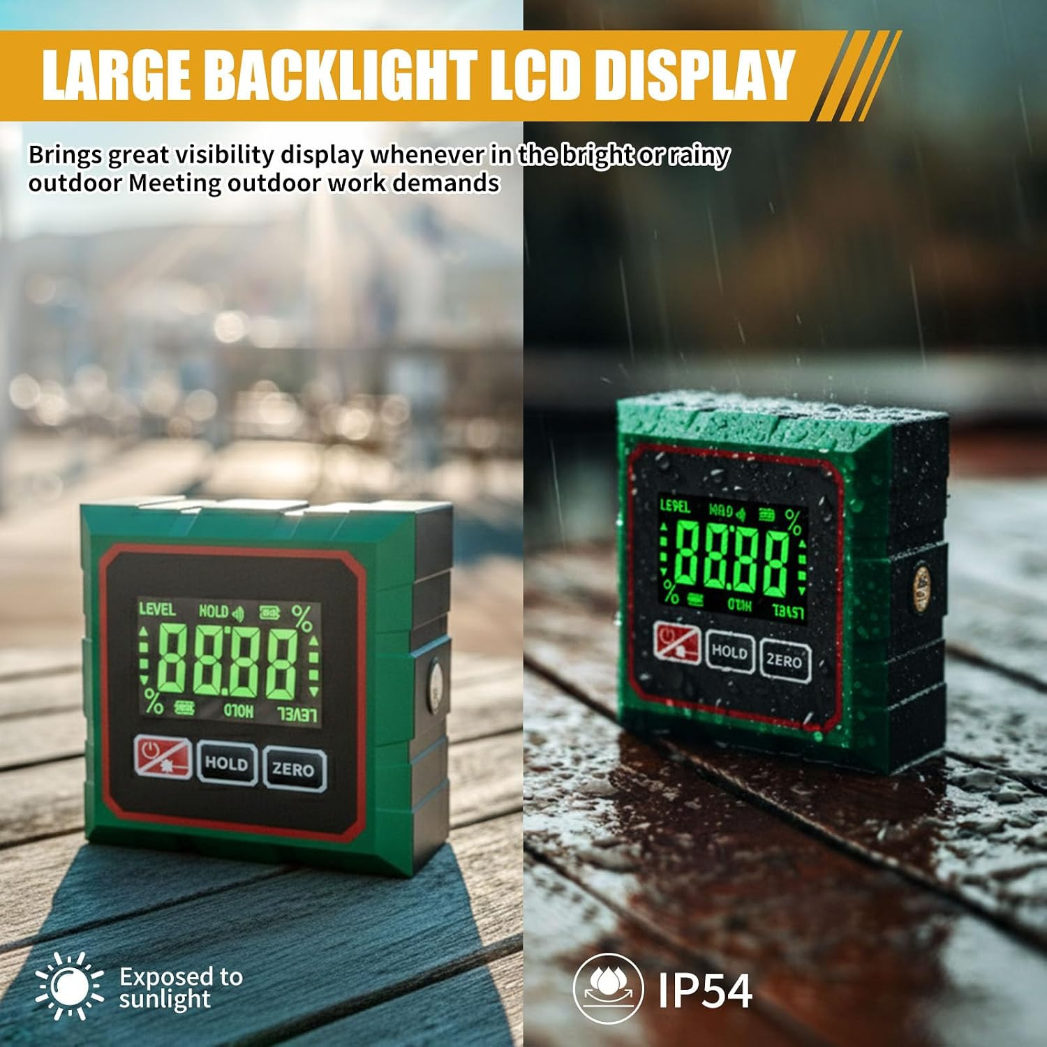 Digital Angle Finder with Laser, 4 Side Magnetic Inclinometer Angle Gauge Cube