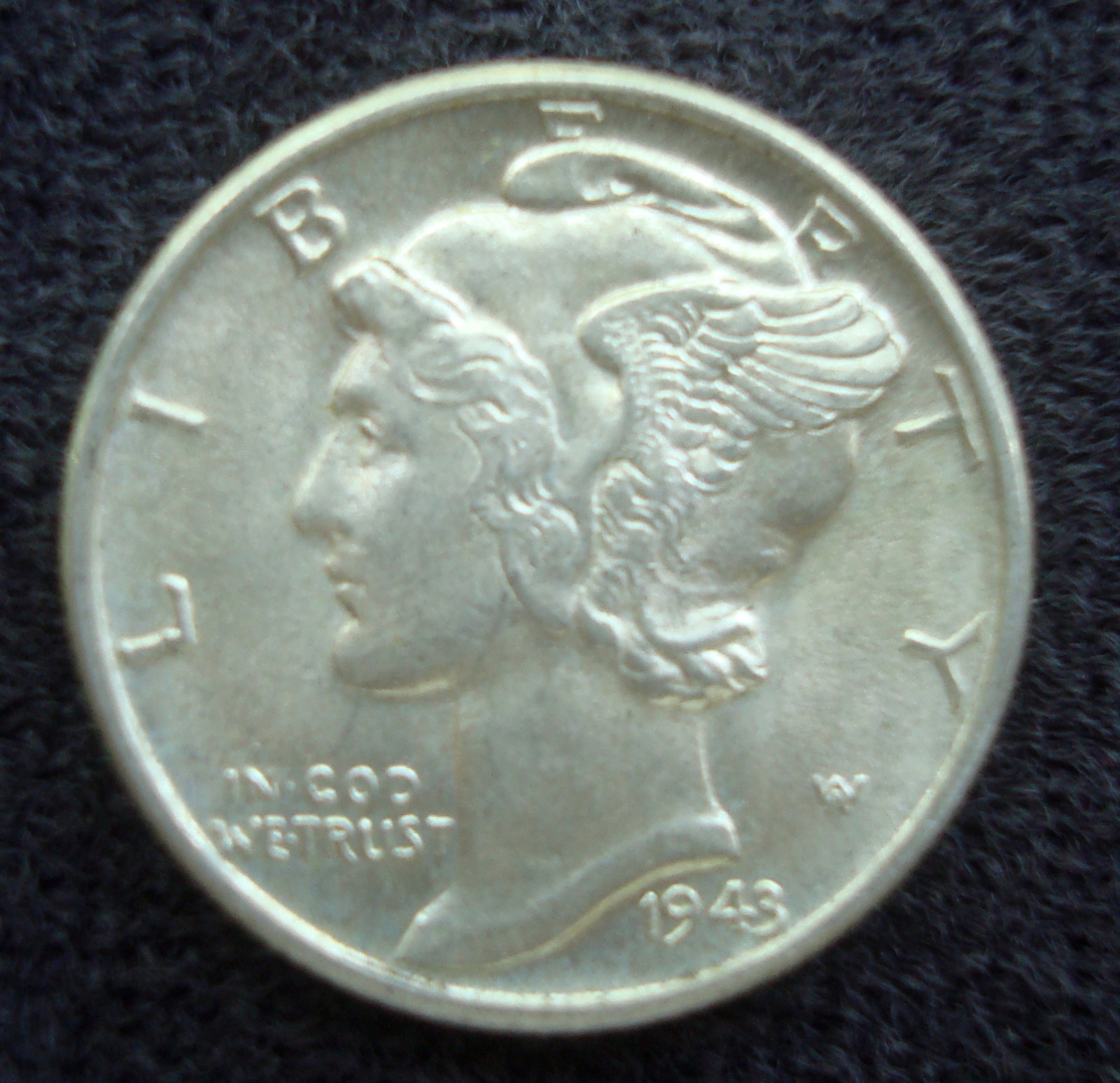 MERCURY DIME~1943-P~90% Silver~BU~Bands