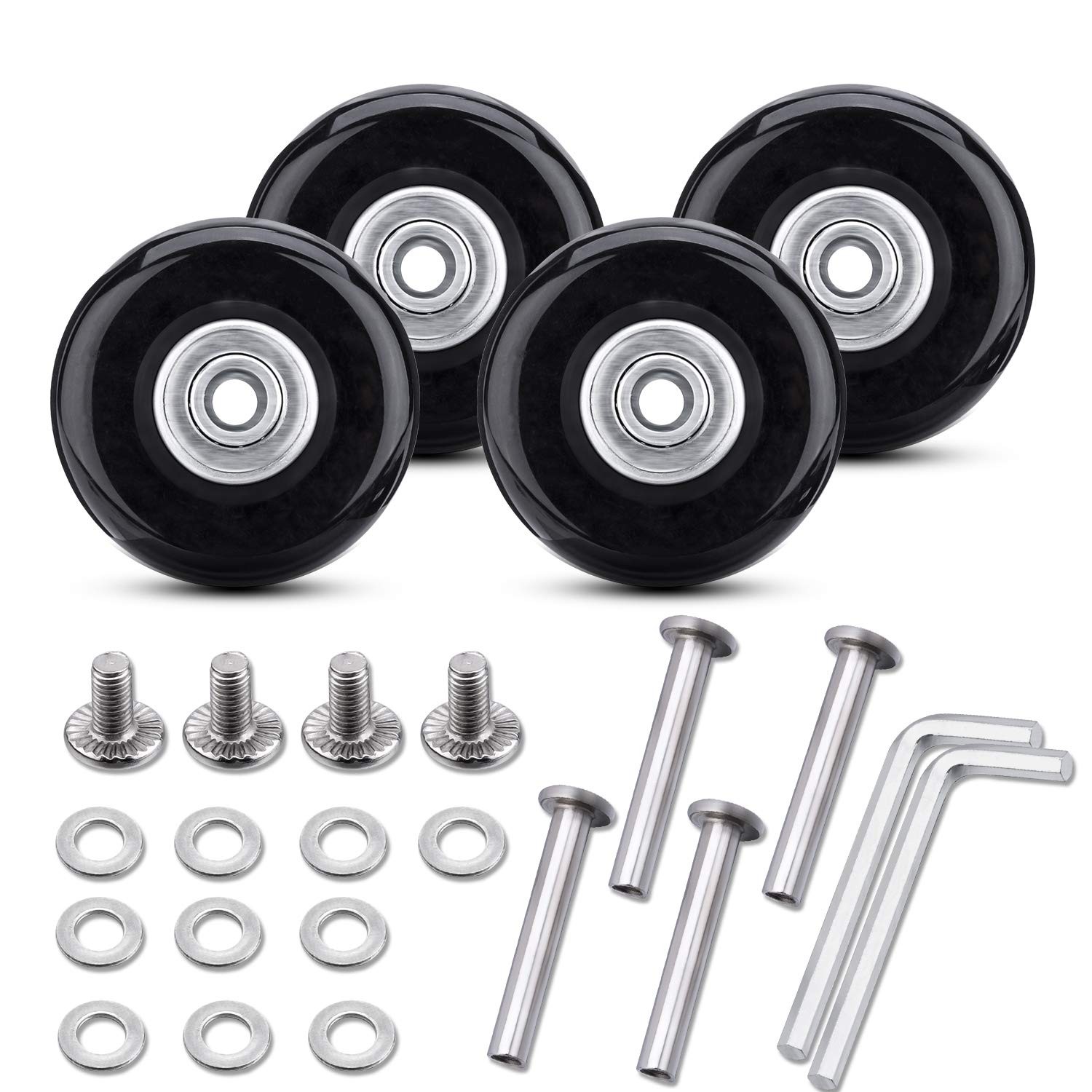OCGIG 50x18mm Set of 4 Luggage Suitcase Replacement Wheels Repair Axles Repai...