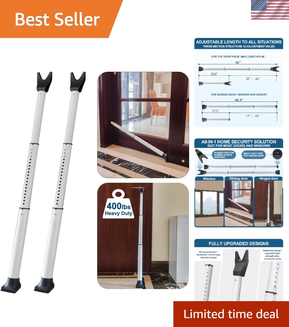 Heavy-Duty Door Lock Bar - 400 lbs Strength, 2 Pack Security Solution