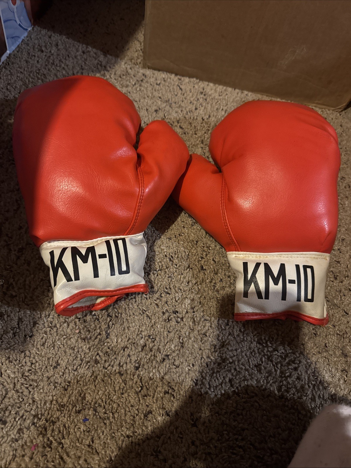 Vintage 1970s KM-10 Red & White Boxing Gloves