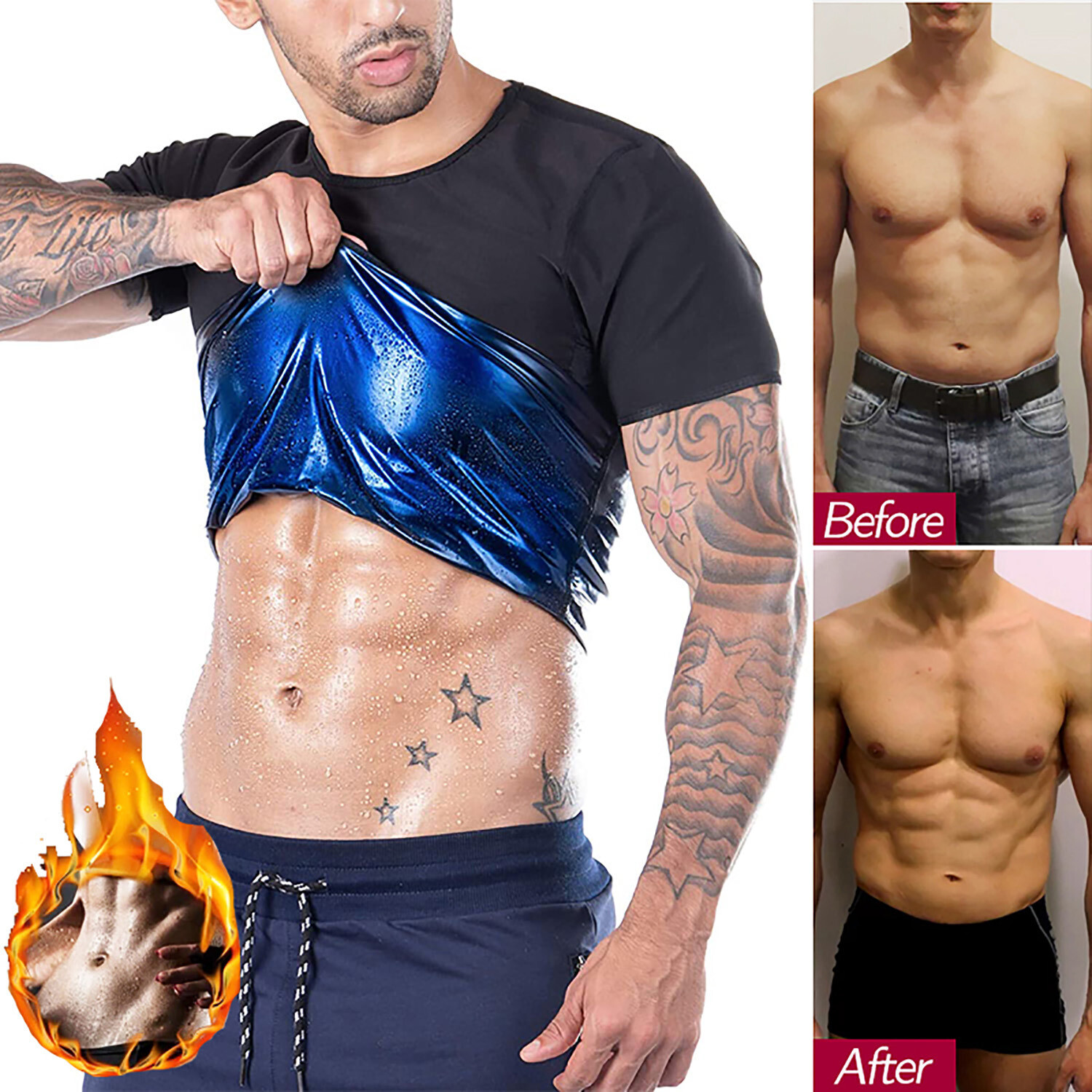 Men Sauna Sweat Vest Hot Compression Shirts Weight Loss Slimming Body Shaper