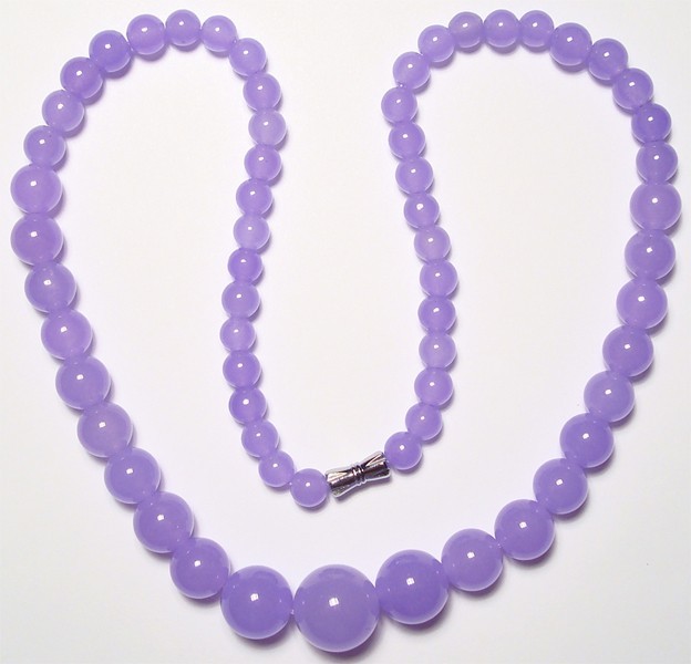 6-14mm Round Purple Jade Necklace 18" -- JP014