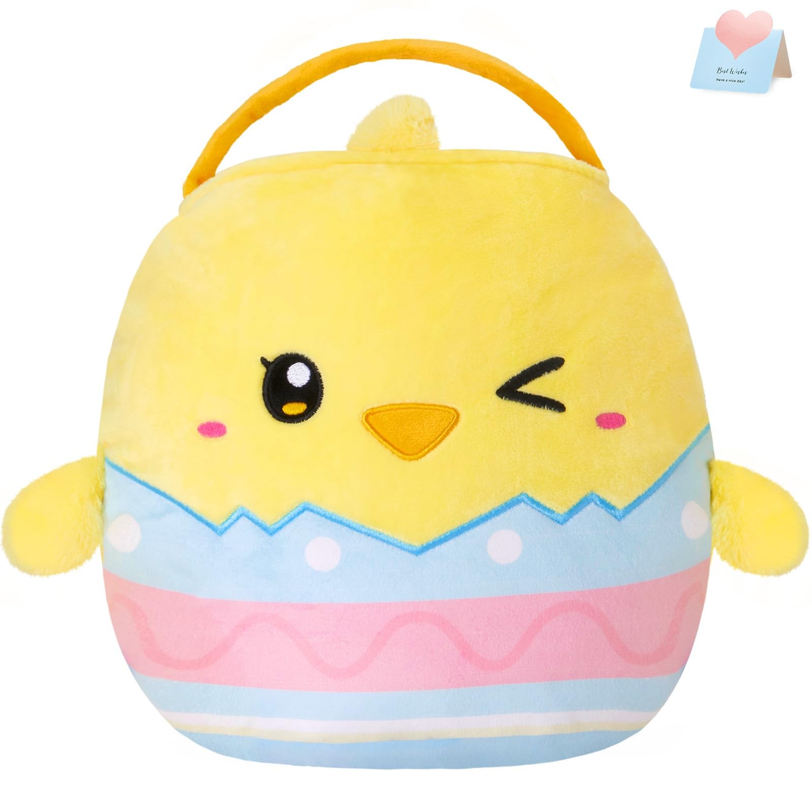 Plush Easter Chicken Basket Cute Easter Treat Pail Ultrasoft Chicken Personal...