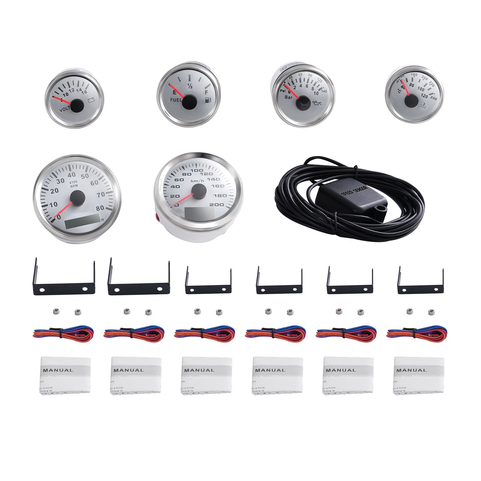 Universal 6 Gauge Kit GPS Speedometer Fit Car Marine Boat Truck Yacht Waterproof