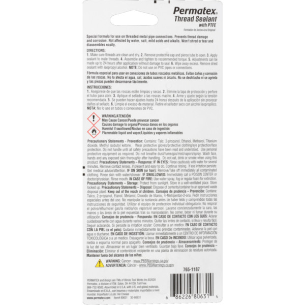 Permatex 80631 - Thread Sealant with Teflon (1oz)