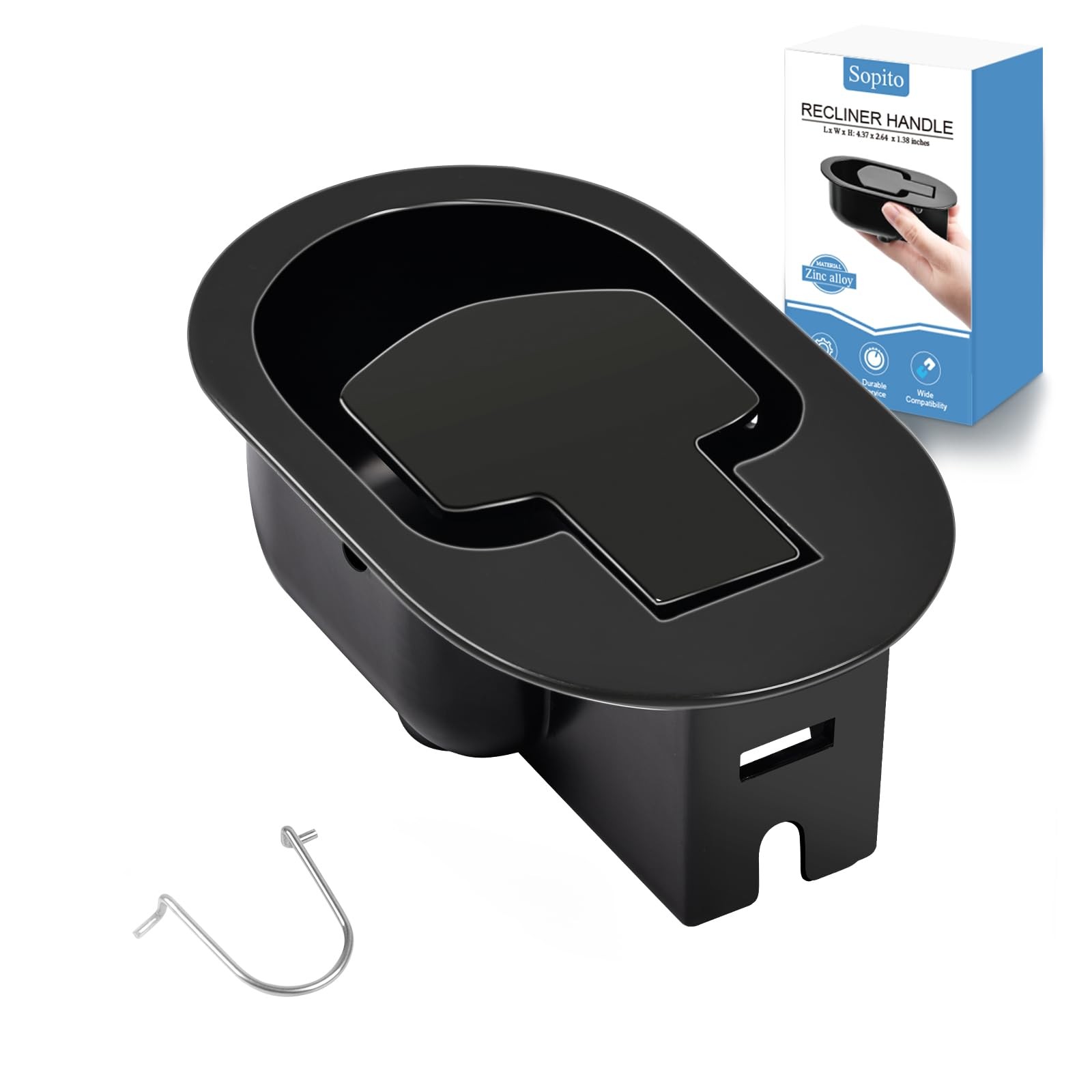 Universal All-Metal Recliner Handle Parts (4.4 * 2.7 in) with Retaining Clips...