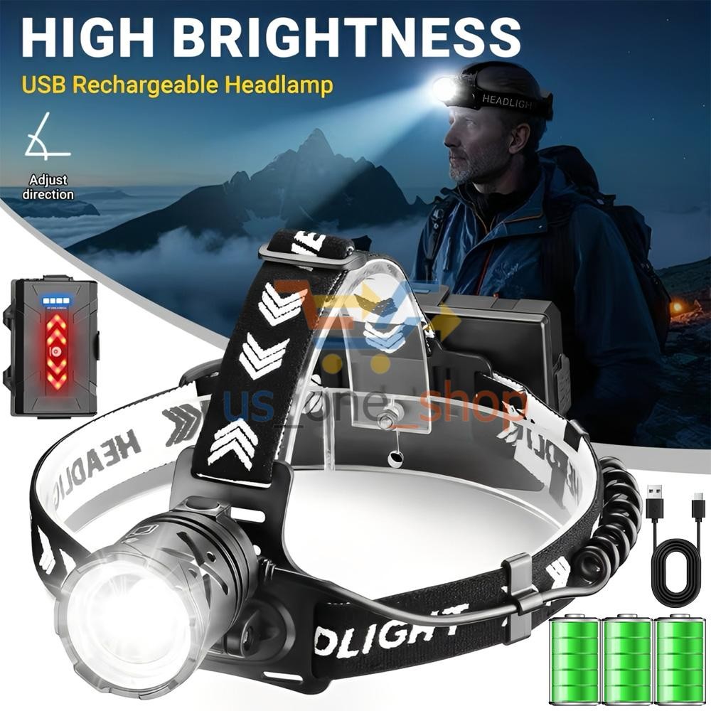 9900000LM Super Bright LED Headlamp Rechargeable Headlight Flashlight Head Torch