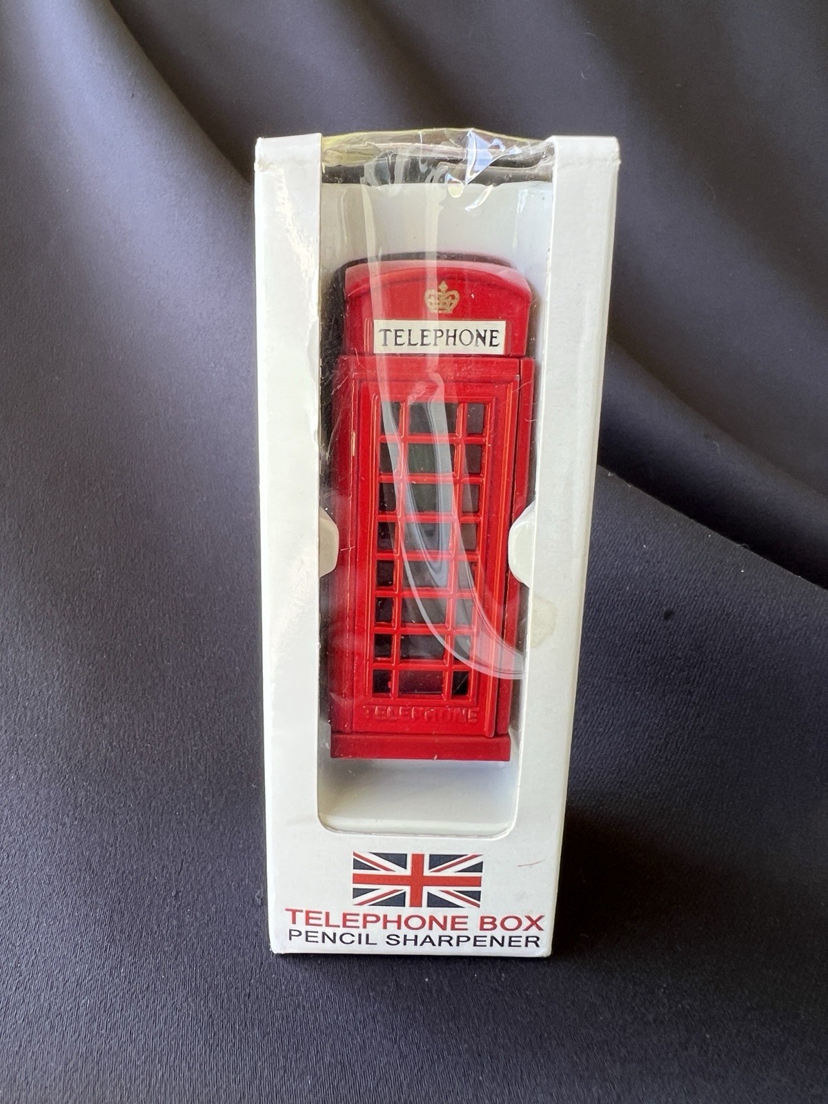 Vintage Diecast UK London Telephone Booth Box Pencil Sharpener Souvenir Unused