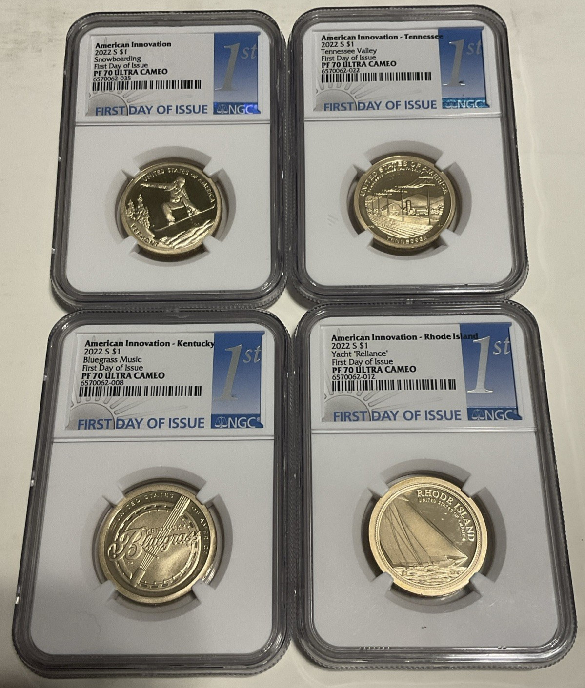 2022 S American Innovation Dollar 4 Coin Proof Set NGC PF 70 VT, KY, TN, RI FDOI
