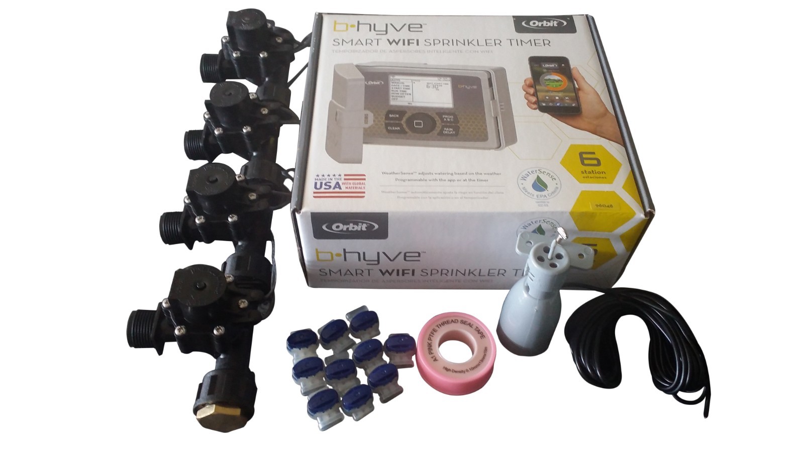 Orbit B-hyve WiFi Controller 6 Station with 4 x Solenoid Combo -Free Rain Sensor