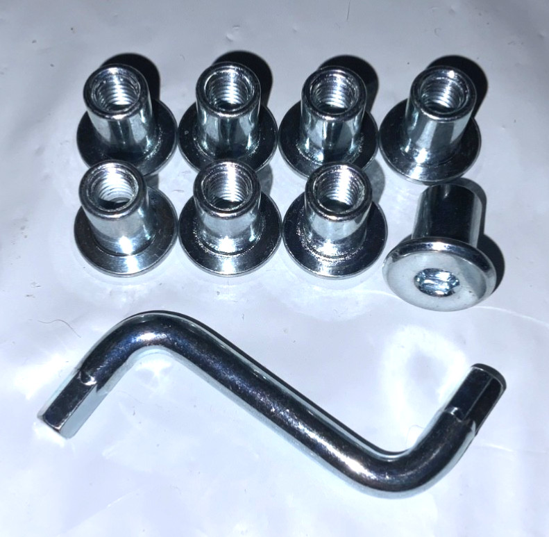 Eight (8x) IKEA DETOLF Corner Hareware Part # 100600 with Allen Key