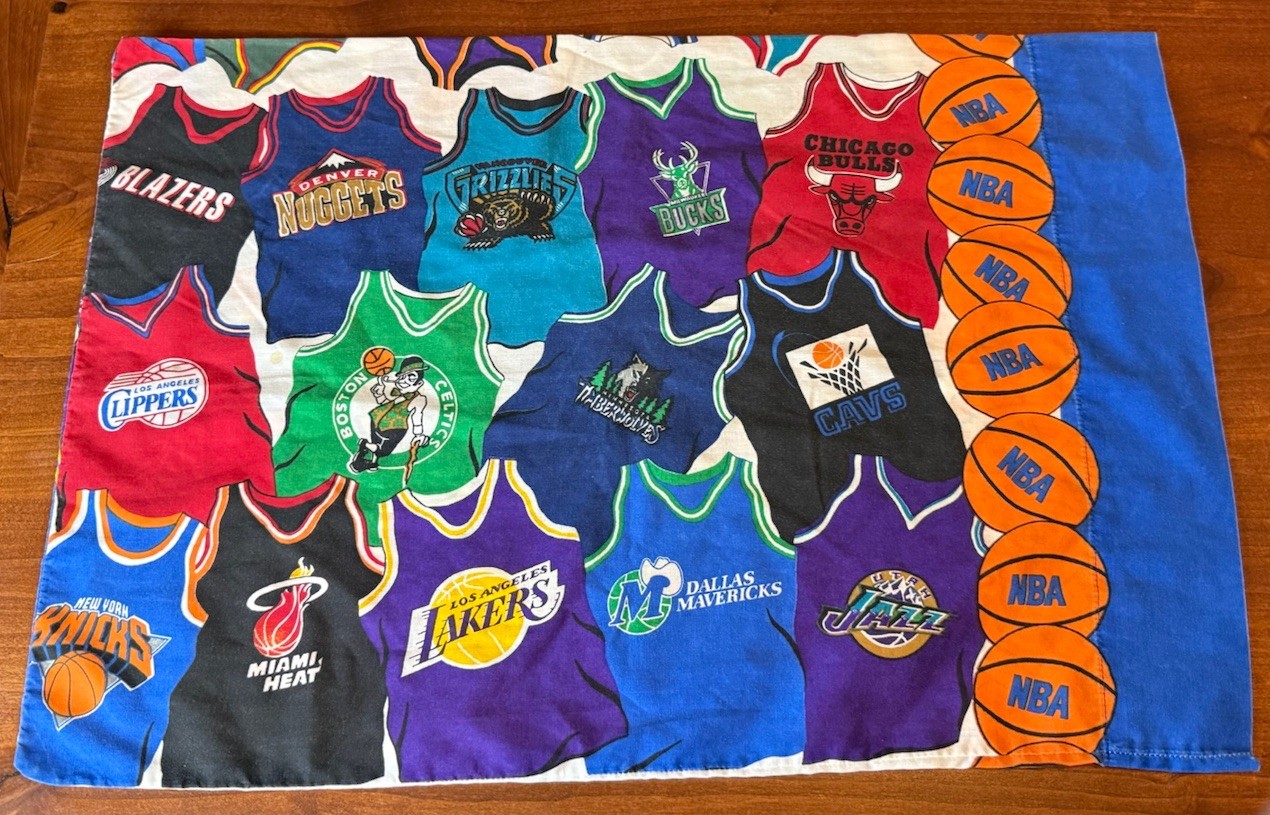 Rare Springs Vintage 90s NBA Basketball Team Jerseys Pillow Case Sonics Grizzlie