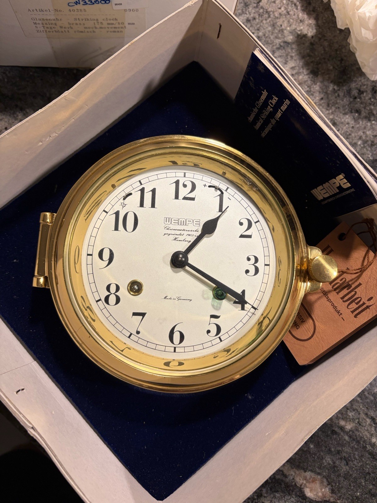 Wempe Striking clock  from  from the Wempe Chronometerwerke range. NIB