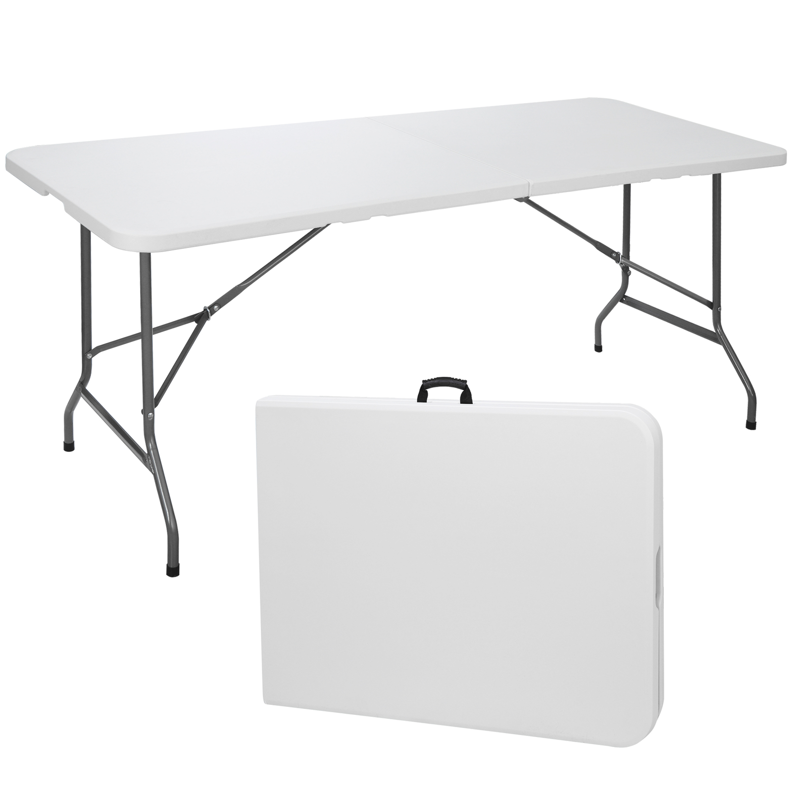 6' Portable Folding Picnic Party Table Plastic Indoor Outdoor w/ Carrying Handle