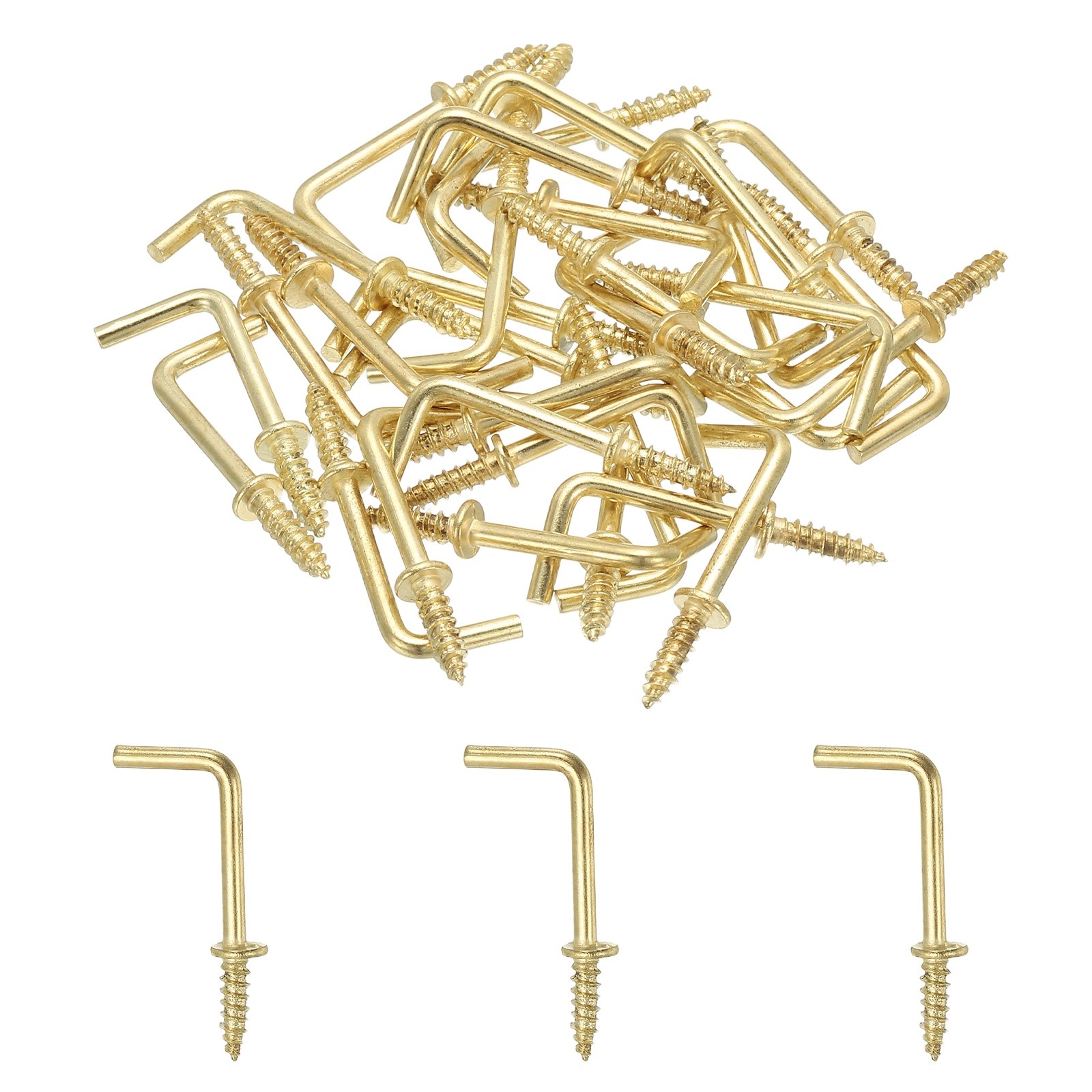 L-Shape Screw Hooks 3/4 Inch Fit for Hanging (30 Pcs, Gold)