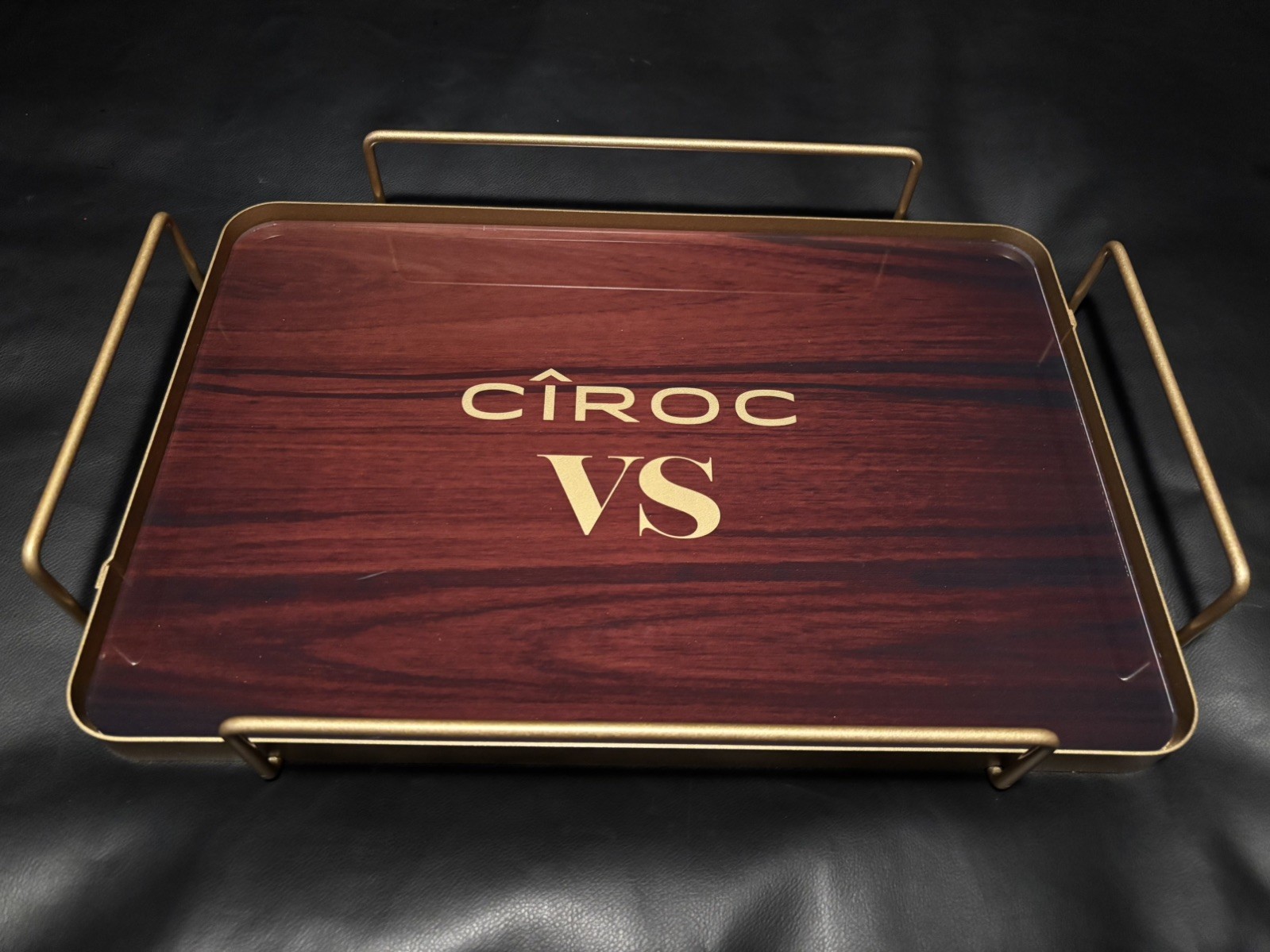 Ciroc VS Wood Inlay And Metal Bar Tray Bar Ware Collectible Limited Edition