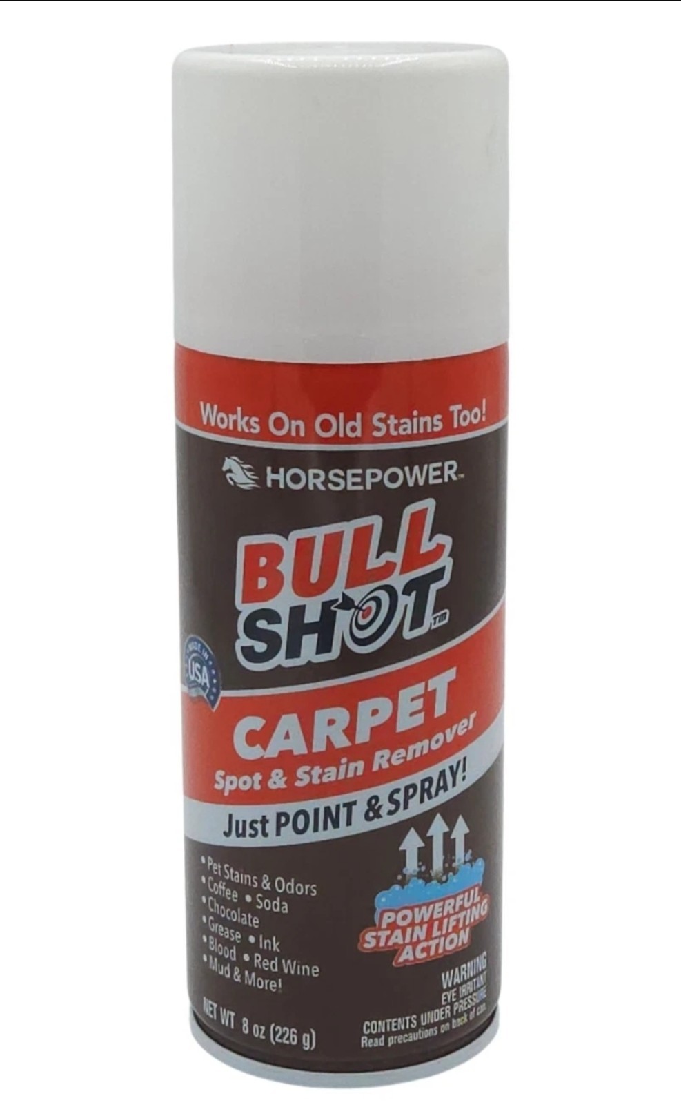 Horsepower Bull Shot Carpet & Upholstery Spot & Stain Remover 8 oz.FREE SHIPPING