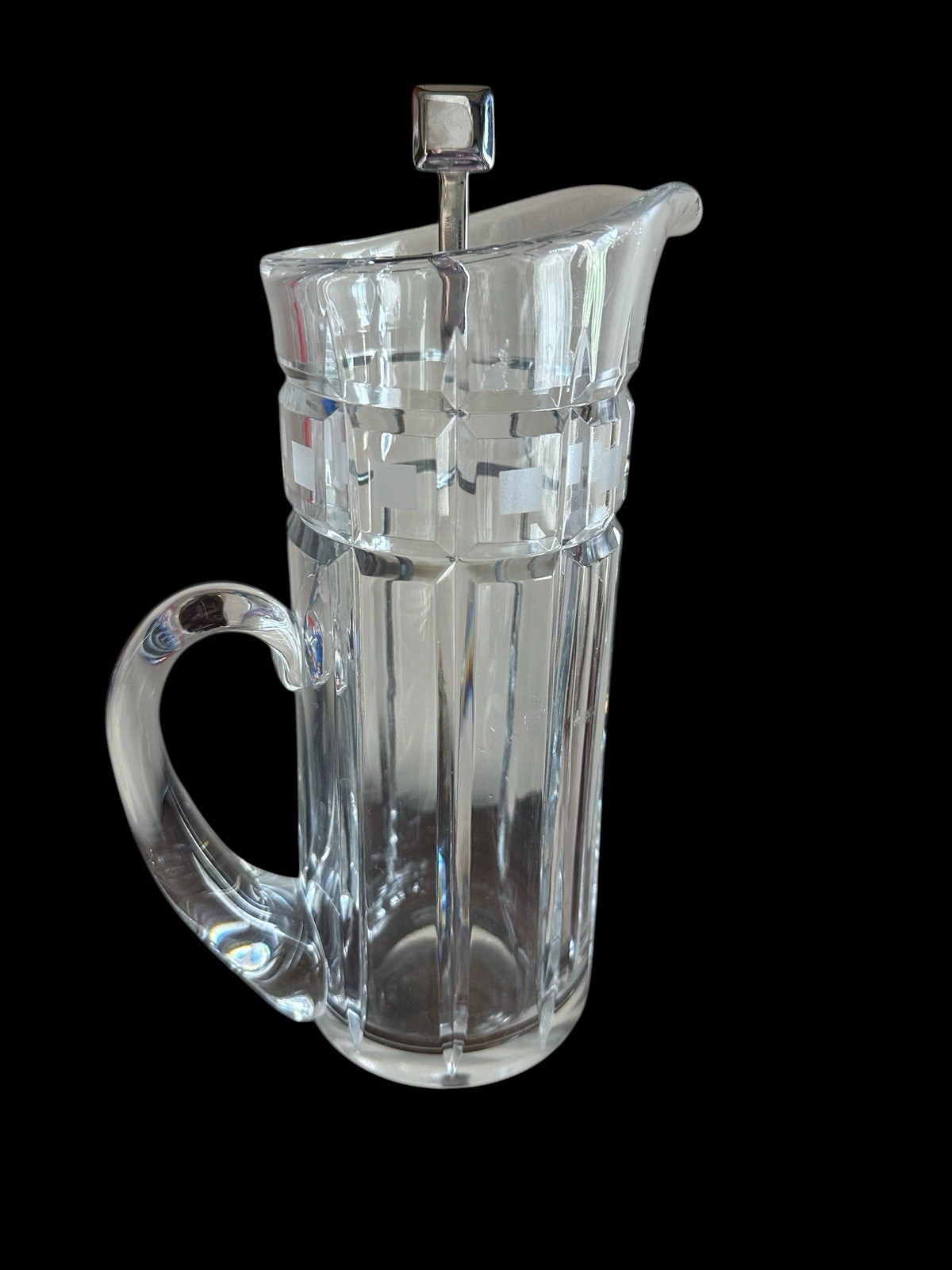 Vintage Crystal Marquis Waterford  Quadrata Pattern Martini Pitcher