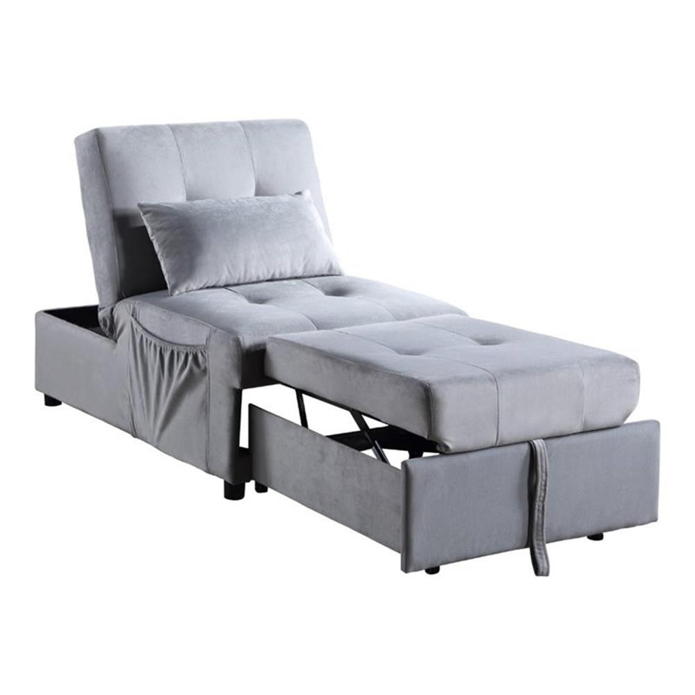 Lexicon Garrell Wood Storage Bench with Pull Out Ottoman in Gray