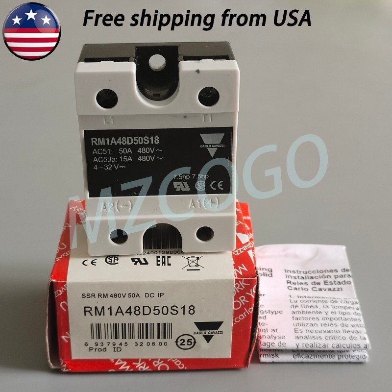 For Carlo Gavazzi RM1A48D50S18 SSR Solid State Relay 4-32V 50A 480V US Stock