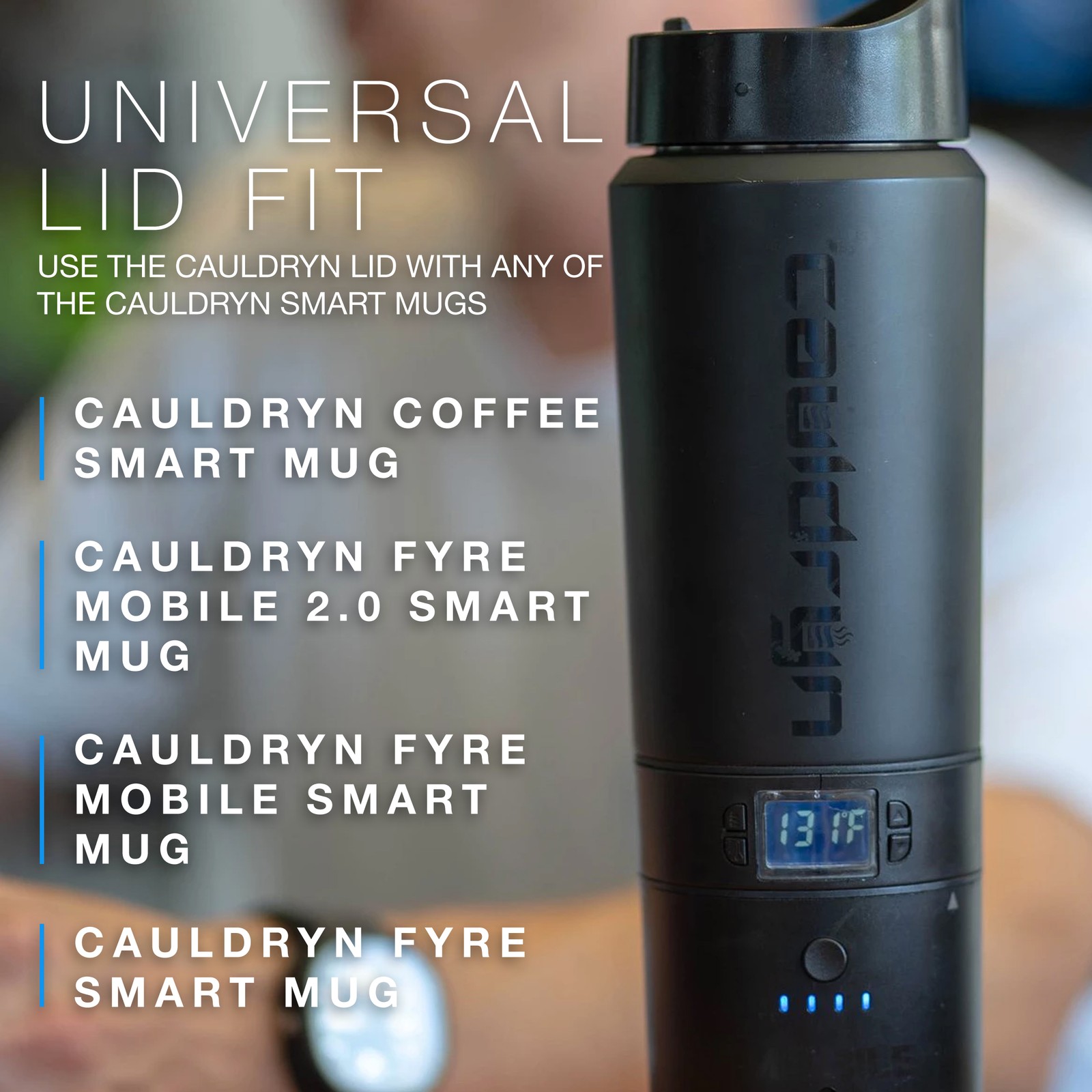 Cauldryn Smart Mug Replacement Lid, Spill Proof & Insulated for Smart Travel Mug