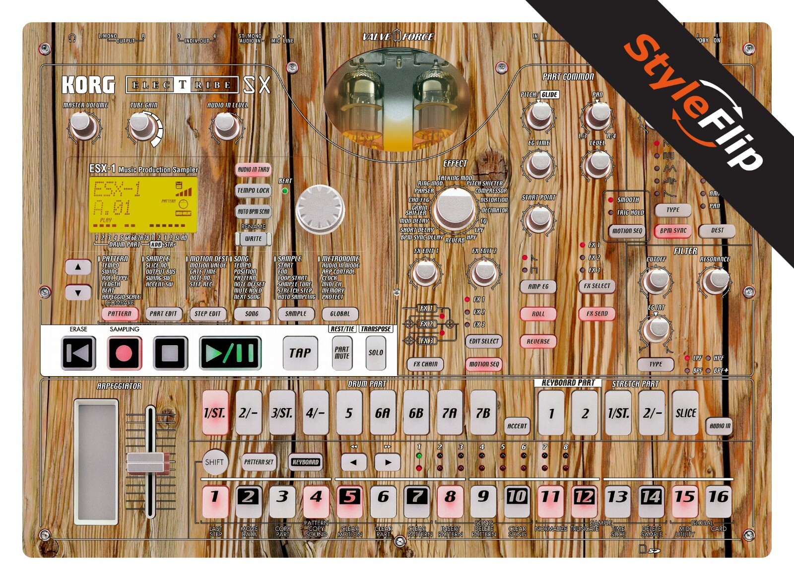 Korg Electribe SX SD | Wood 4 | Protective Decal | StyleFlip Skins