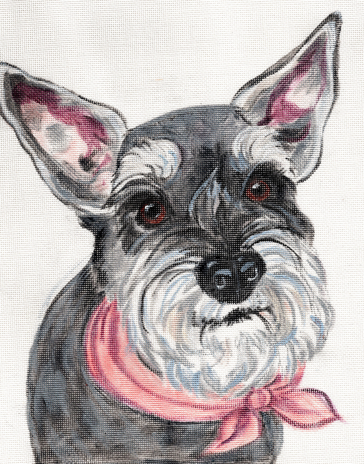 Custom Handpainted Needlepoint Dog Portrait from Photo Artist Zebley rzzart 8x8