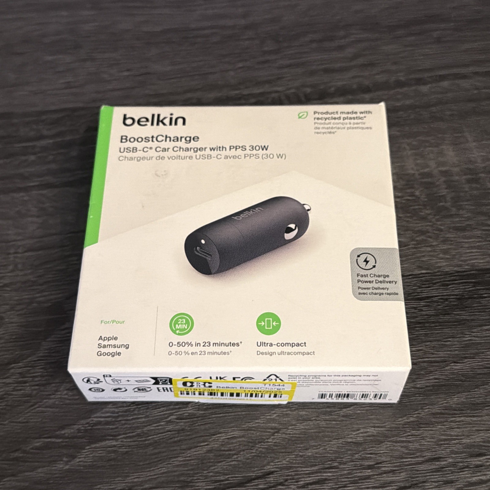 belkin - BoostCharge Car Charger - 30W - Black - USB-C