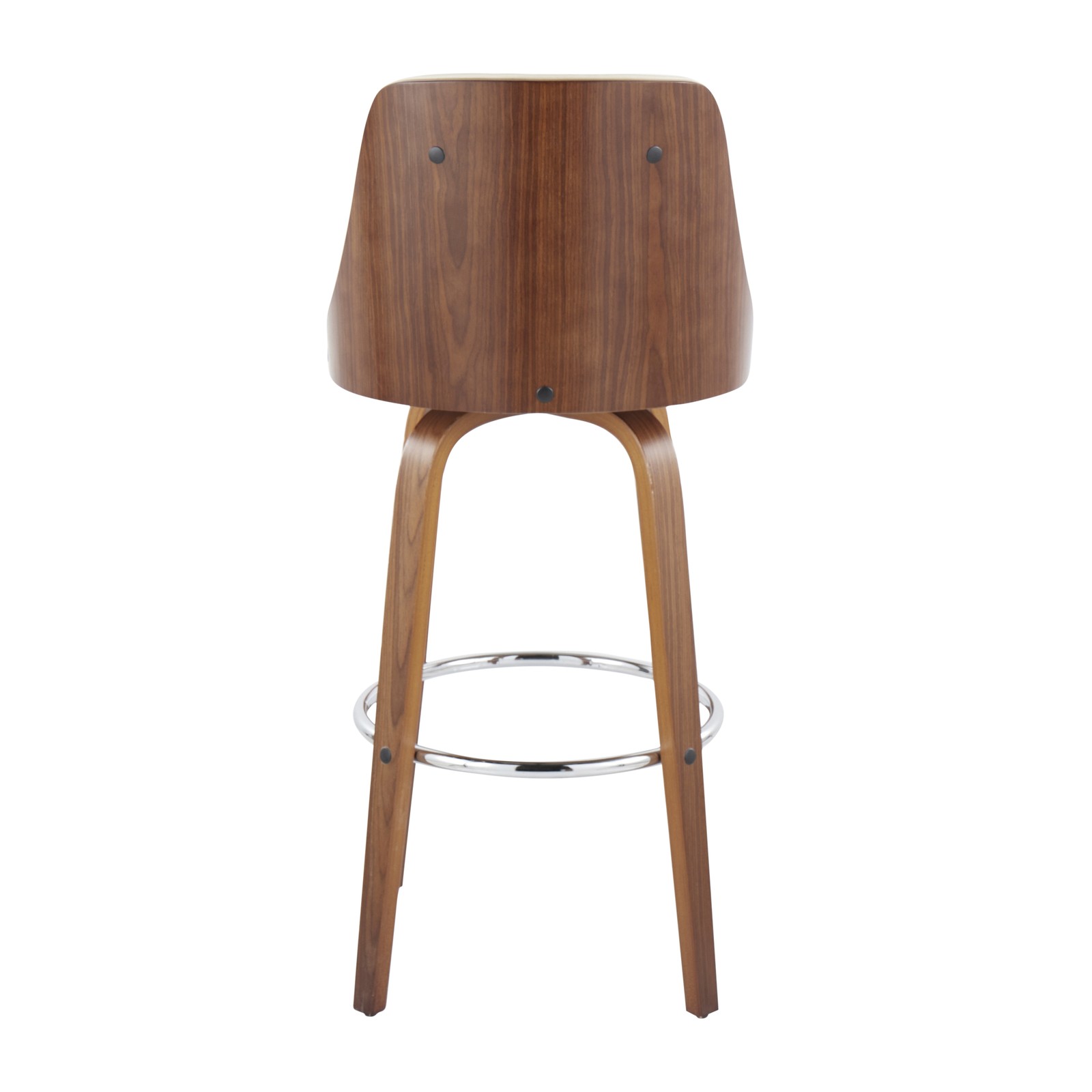 Gianna Mid-Century Modern Fixed-Height Barstool with Swivel in Walnut Wood and