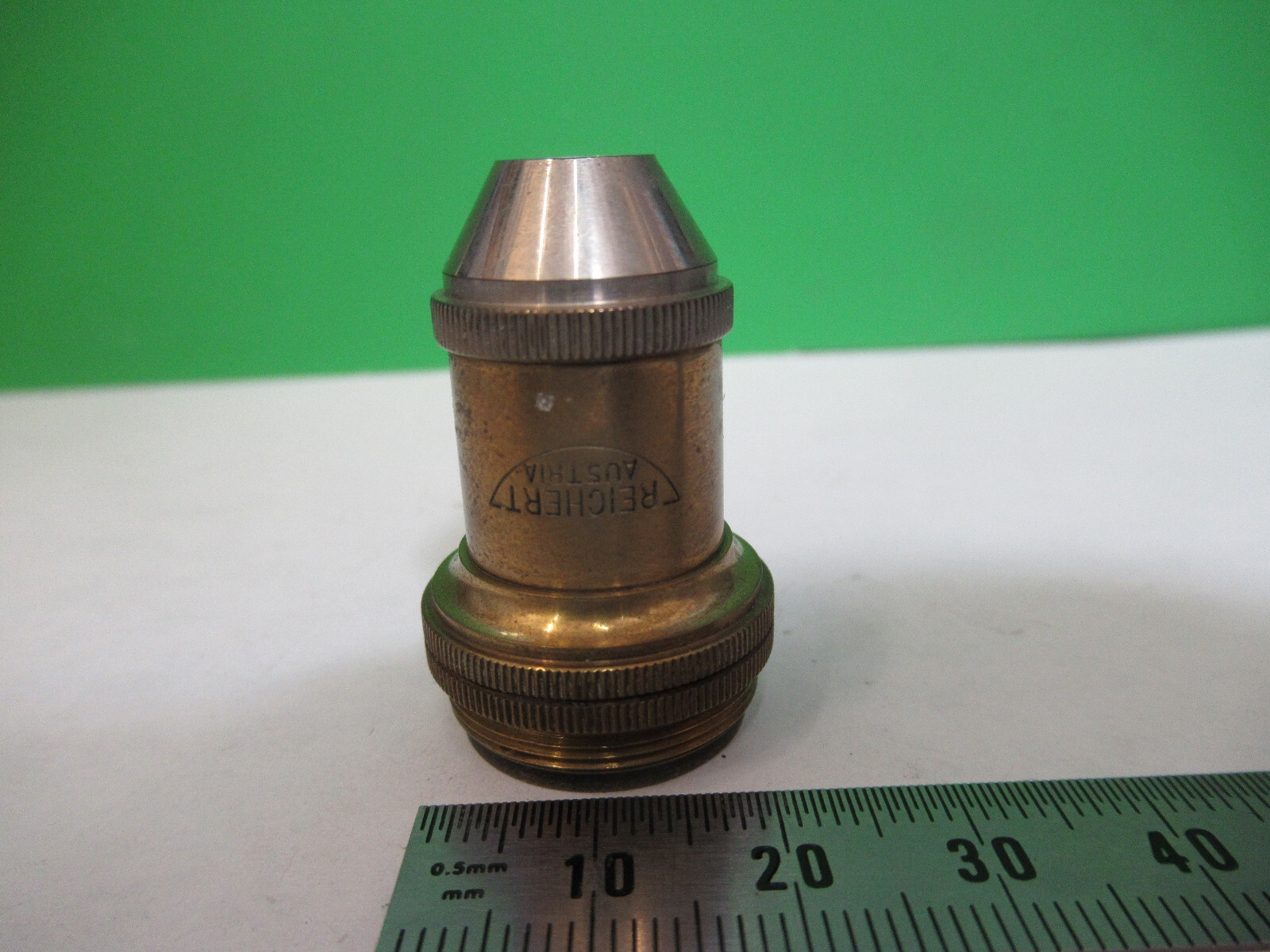 ANTIQUE BRASS REICHERT AUSTRIA OBJECTIVE MICROSCOPE PART AS PICTURED &Q9-A-18