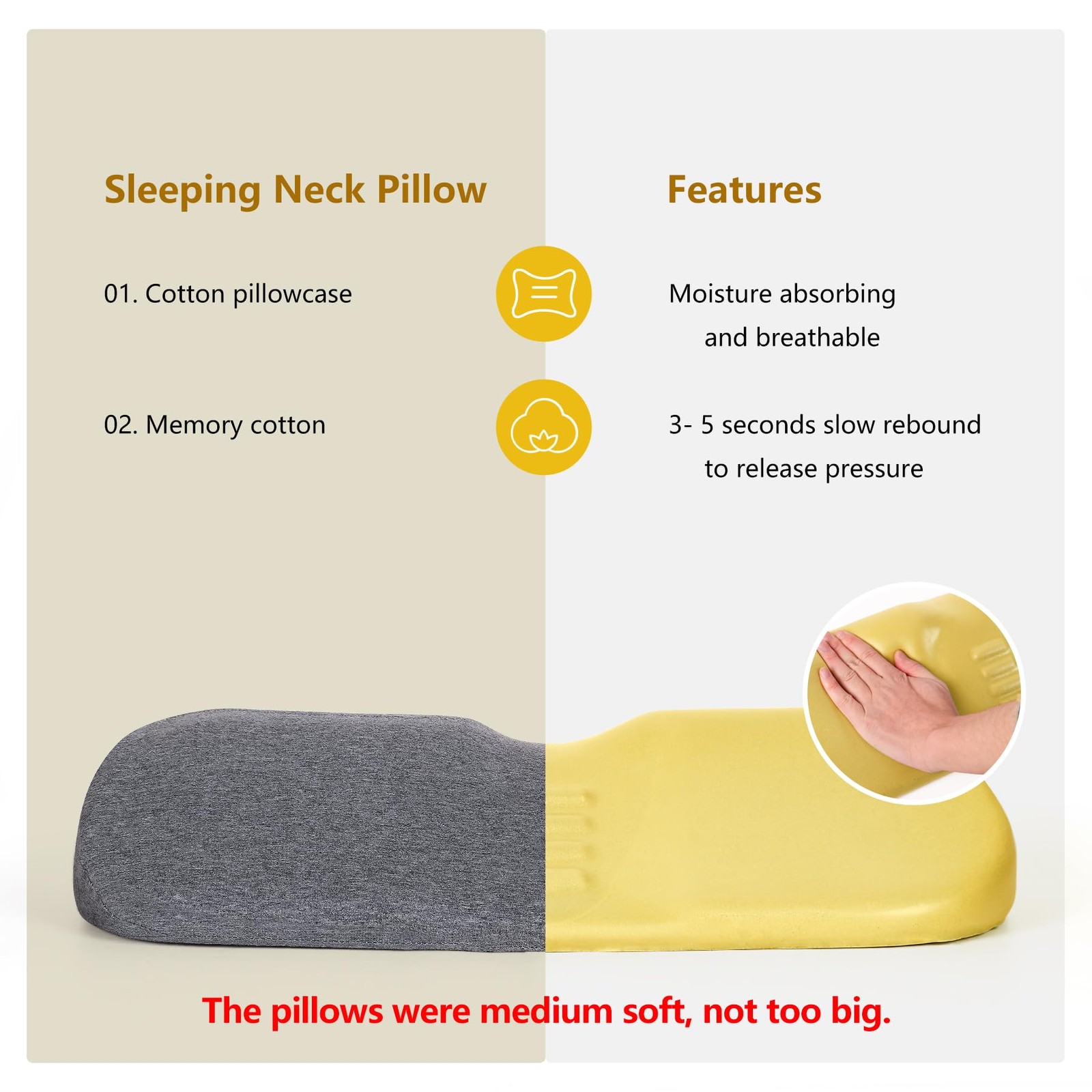 Memory Foam Cervical Neck Pillow for Pain Relief Sleeping Support