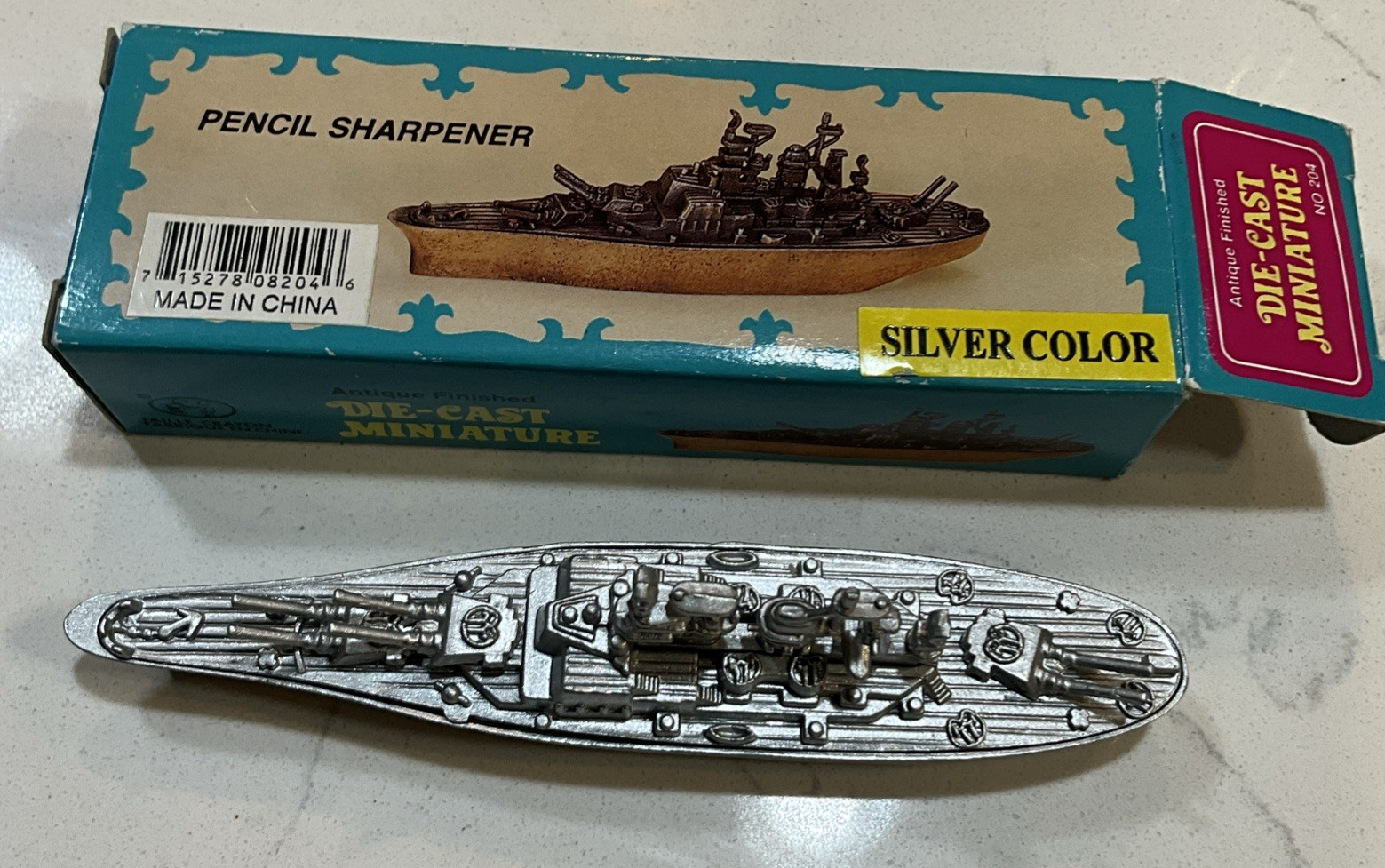 Vintage Die Cast Ship Pencil Sharpener With Box No 204.        #PS1-23