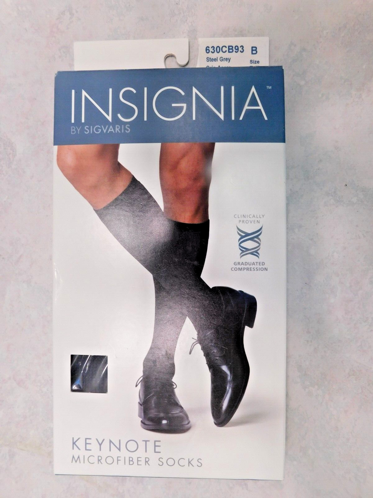 Men's Sigvaris Keynote Microfiber Knee High Compression Socks Steal Grey Size C
