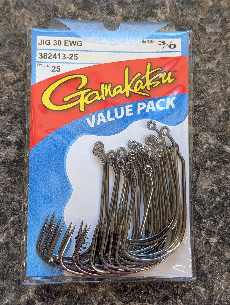 Gamakatsu Jig 30 Extra Wide Gap (EWG) - Size 3/0 - Pack of 25 Jig Hooks