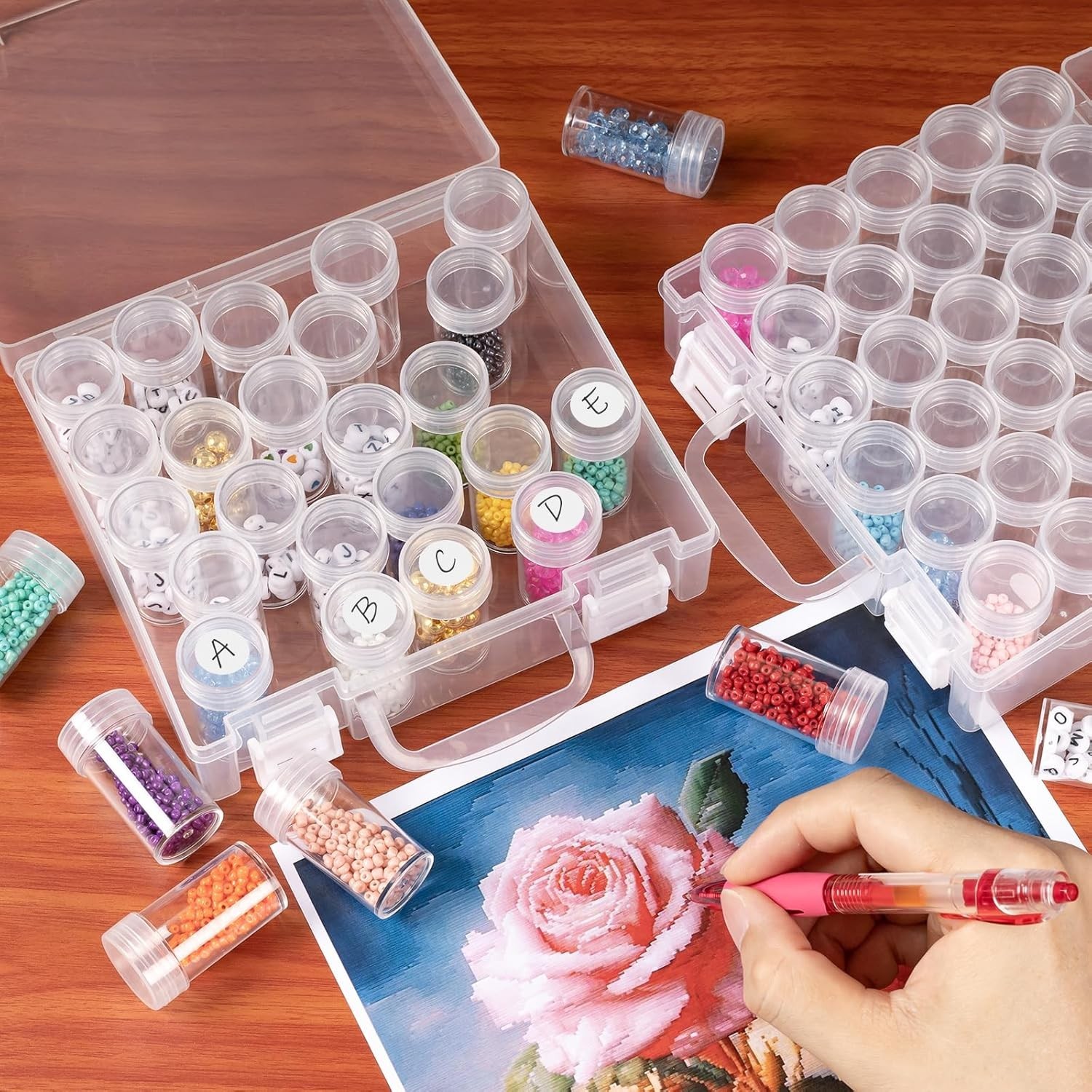 Bead Organizer, Bead Containers, 30 Grids Diamond Painting Storage Containers...