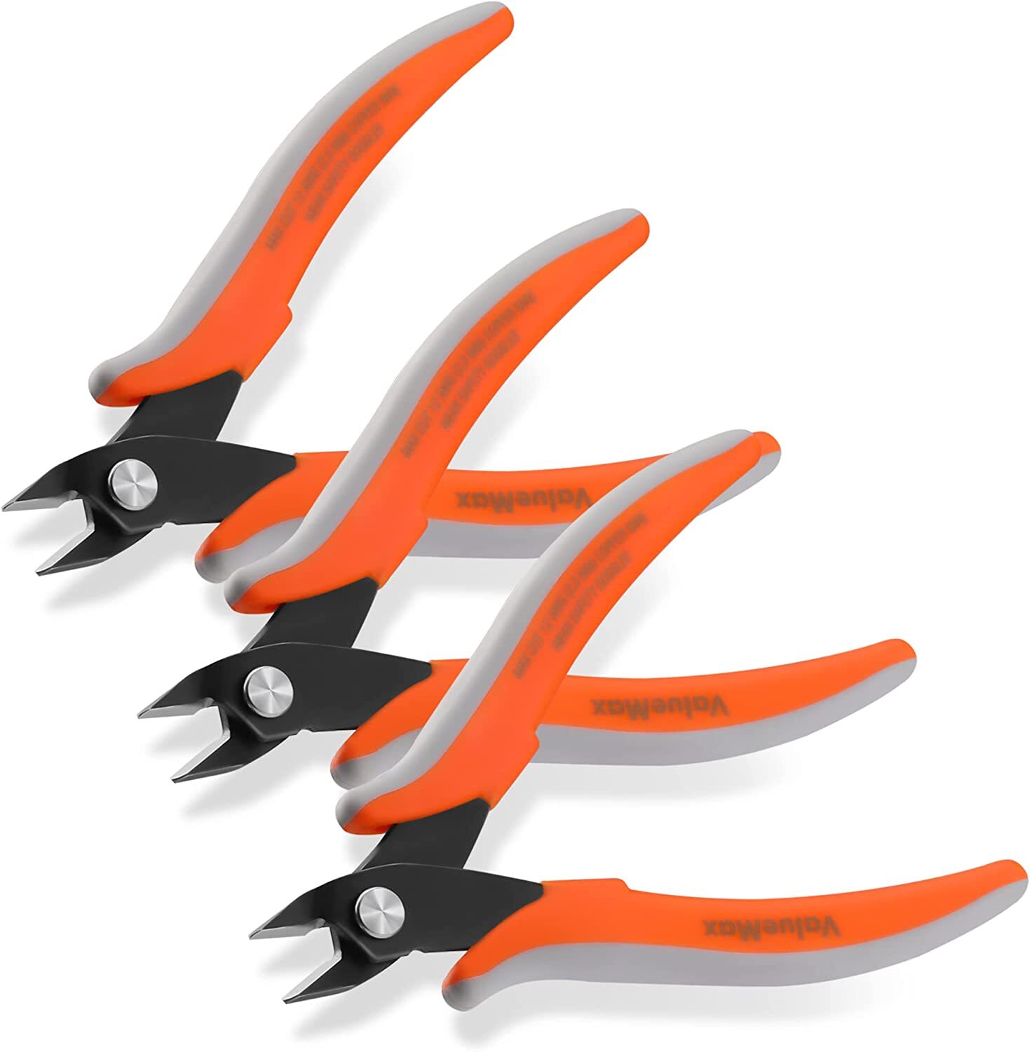 3 PIECES Flush Wire Cutter 5" Precision Micro Cutter Anti-Slip Flush Pliers