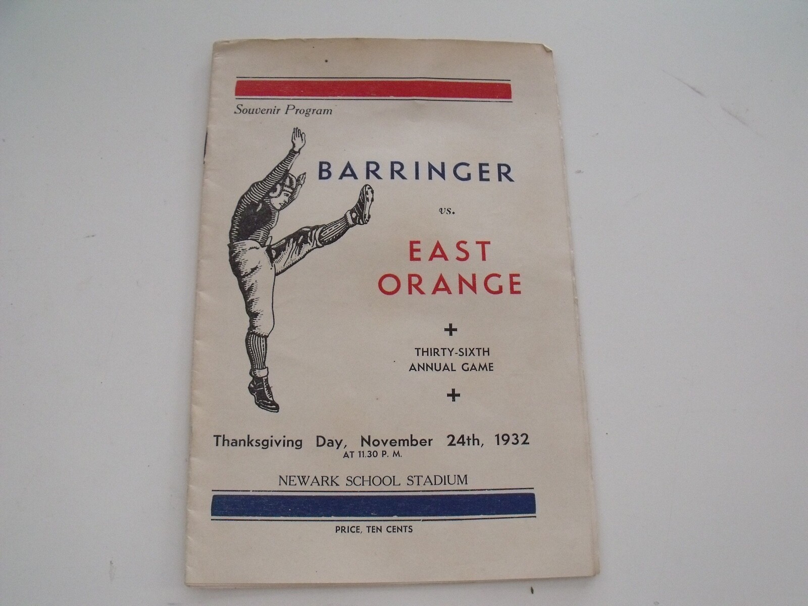 1932 Barringer (Newark, NJ) v. E. Orange Souvenir Program-Thanksgiving Day H.S.