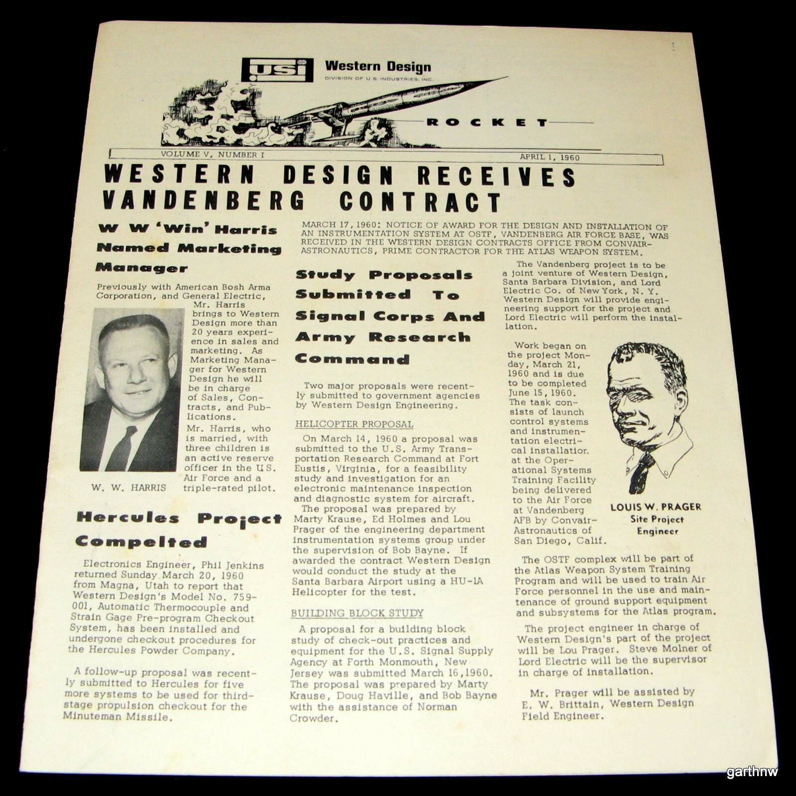 USI 1960 THE WESTERN DESIGN ROCKET PICTORIAL NEWSLETTER AEROSPACE U.S INDUSTRIES