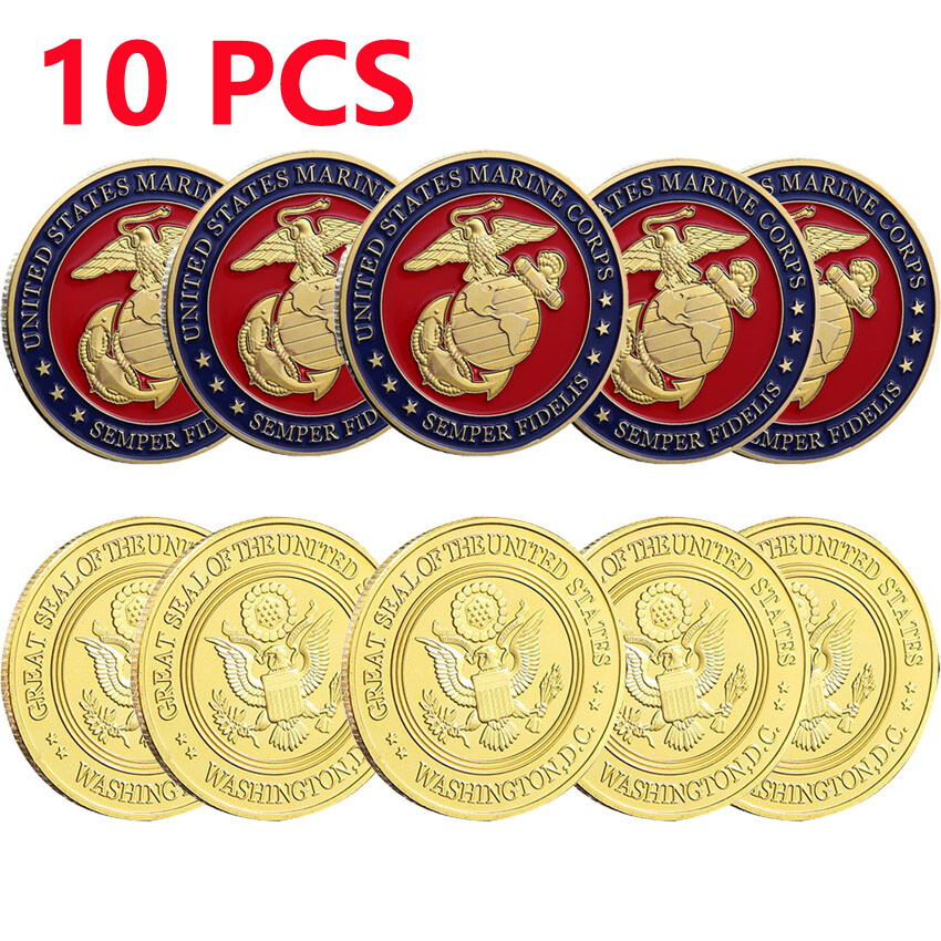 10PCS U.S.A Marine Corps Semper Fidelis Challenge Coin Militaria Commemorative
