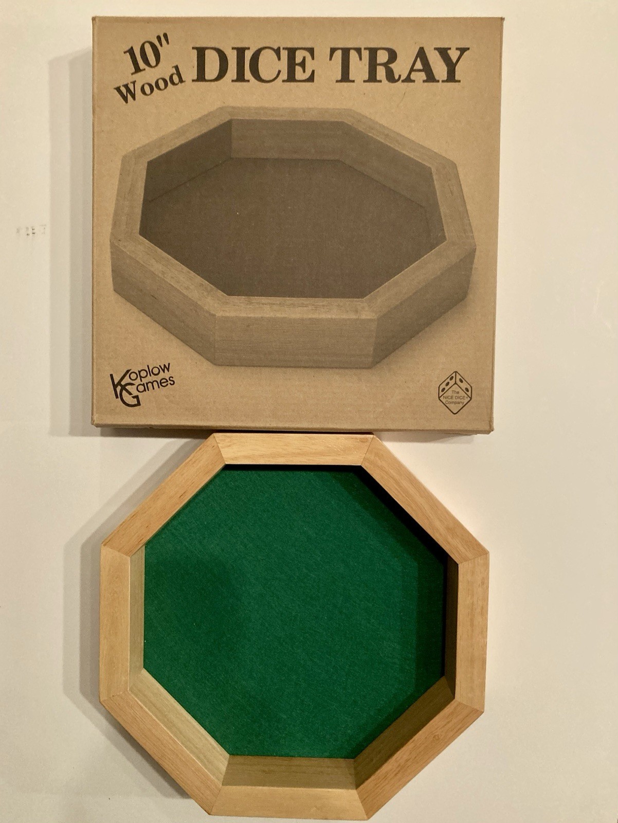 Koplow Games 10” Octagon Dice Tray Solid Wood Tabletop RPG Wargames Boardgames