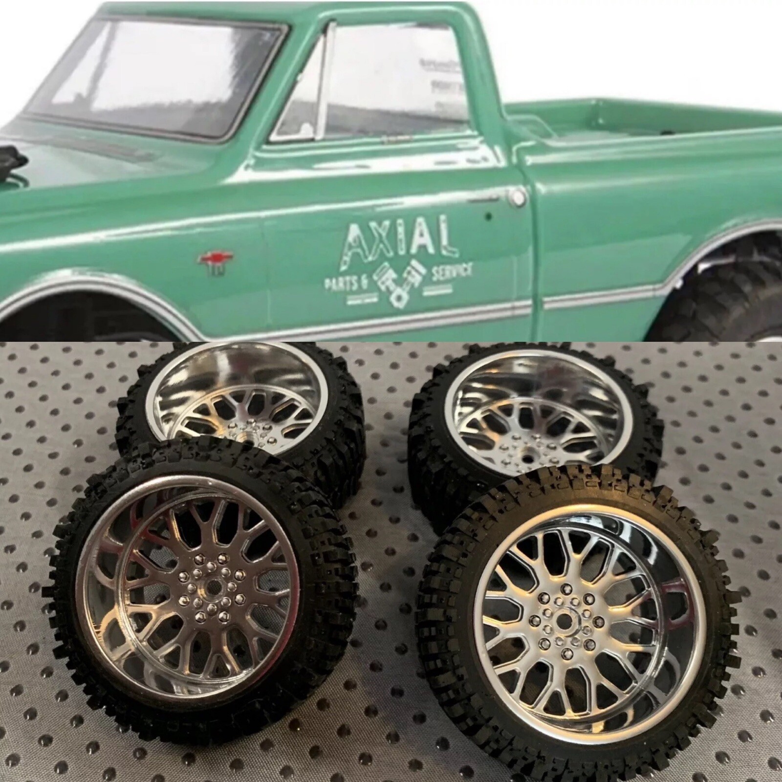 1:24 Fissure Wheels/Tires Only For The Axial SCX24 RC 67 Chevy RC Crawler.