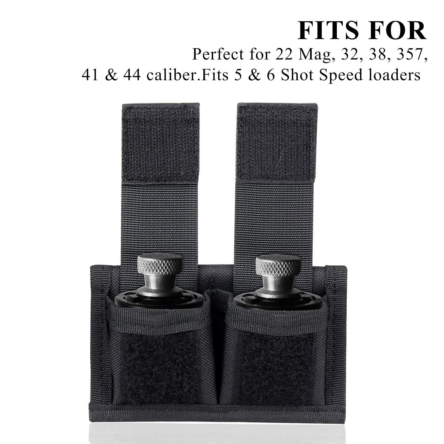 Tactical Double Speedloader Pouch Fit .357 .44 Most From .38 To .45 Colt Black